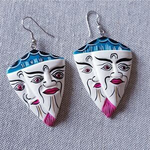 Handpainted wooden earrings   